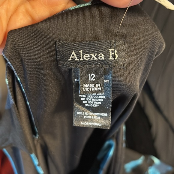 Alexa B maxi / midi mesh evening dress stretch halter waisted flowy floral 12 - Picture 10 of 14